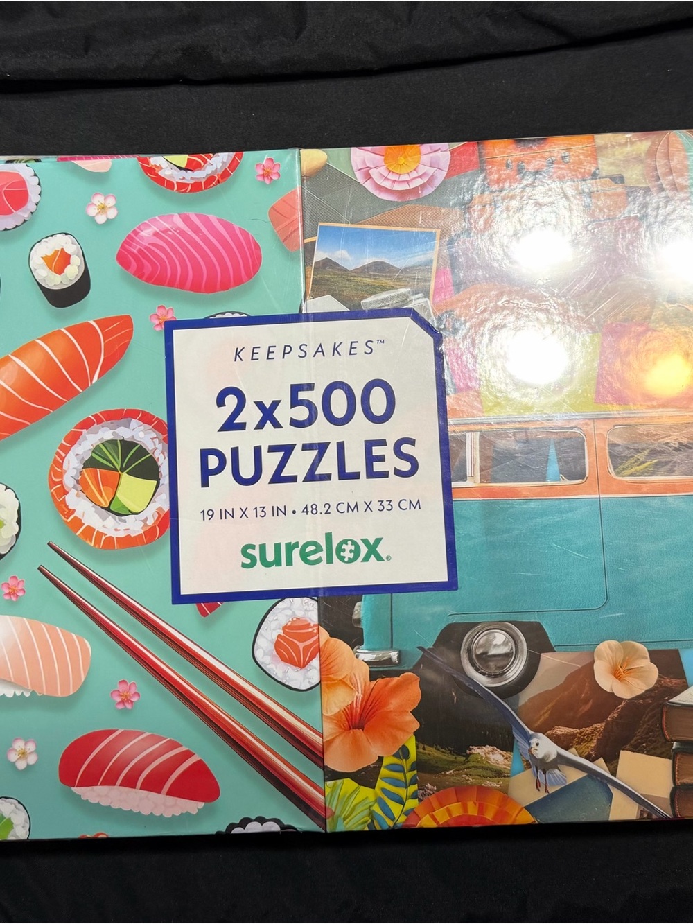 KEEPSAKE the Label Teal Sushi & Turquoise Retro Van 2x500 Puzzle Set